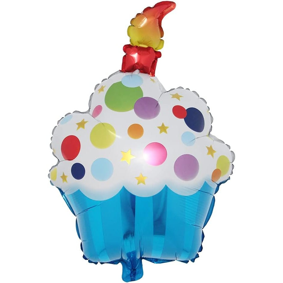 Balon Aniversar din Folie Metalizata, Figurina Model Prajitura Dulciuri, Umflare cu Aer sau Heliu, include Pai, 68x44 cm, Multicolor