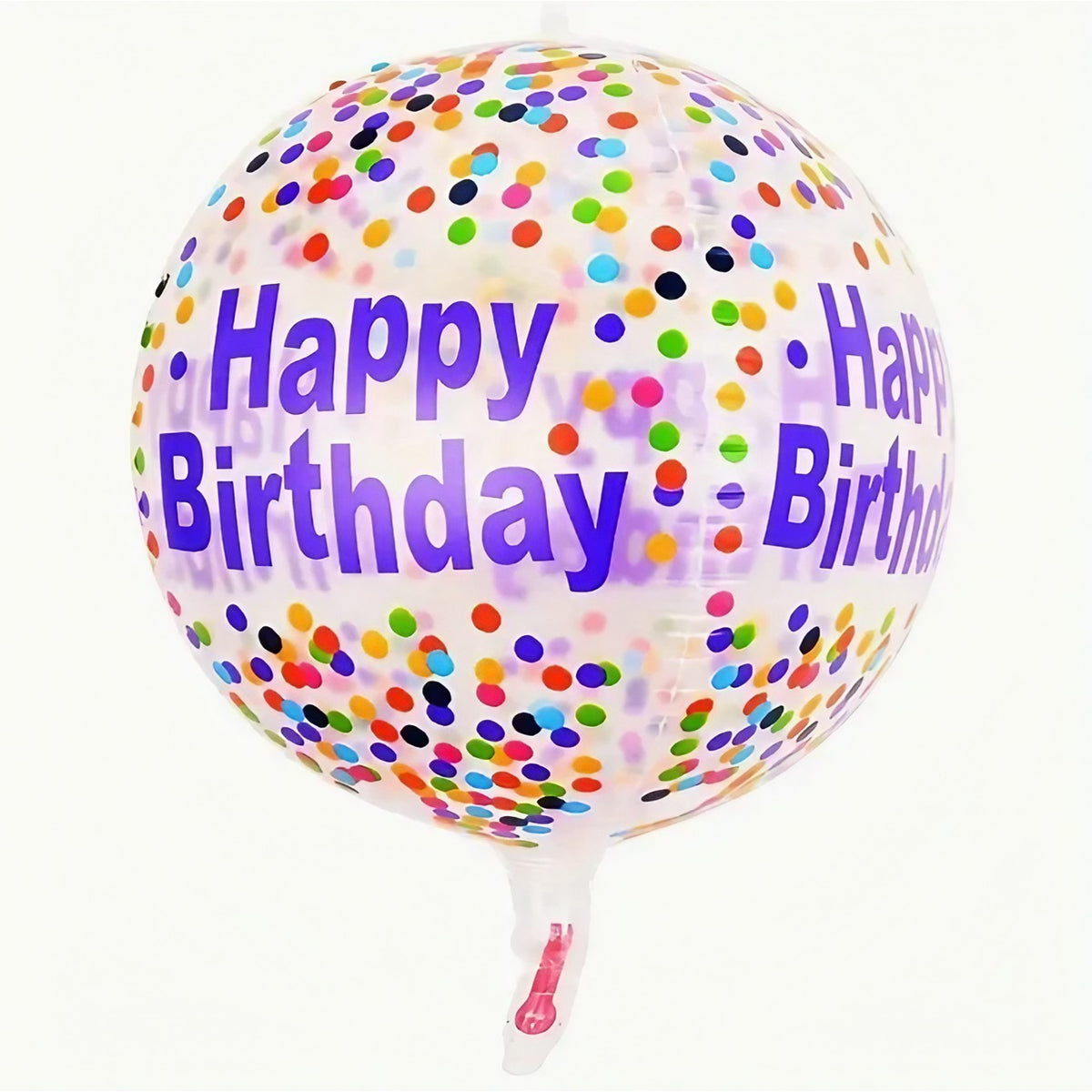 Balon Figurină 4D Happy Birthday, Tematică Bombonele, Folie Metalizată, Umflare Aer sau Heliu, include Pai, 63x24 cm, Mov-Multicolor