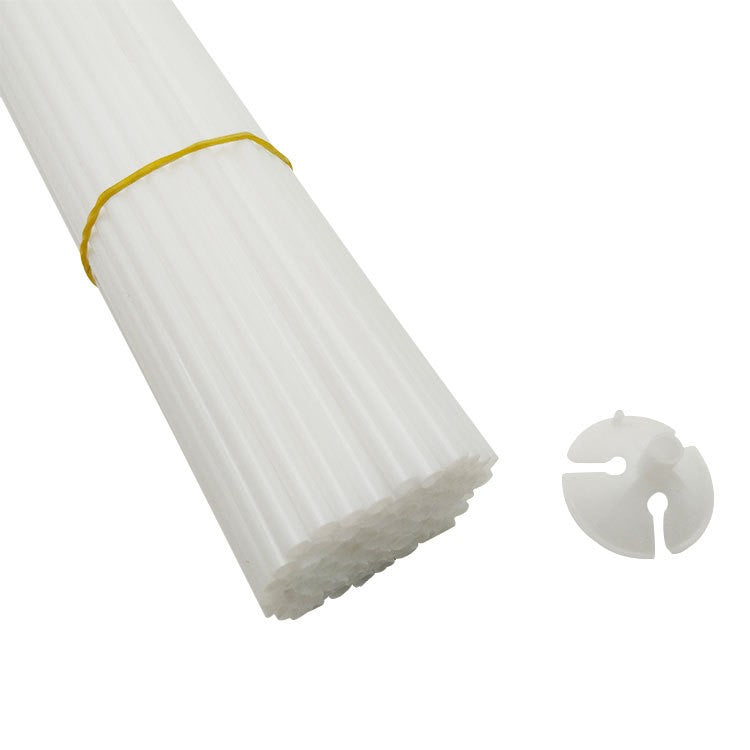 Set 100 Bete cu Rozete pentru Baloane, Suporturi Sustinere Decoratiuni, Plastic Rezistent si Reutilizabil, Lungime 40 cm, Transparent