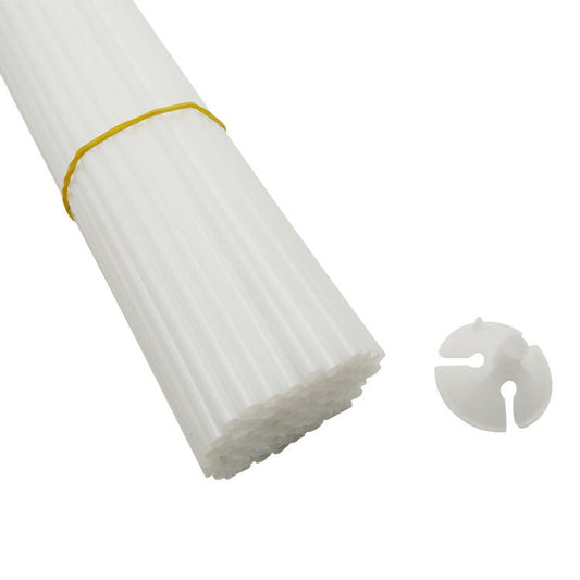 Set 100 Bete cu Rozete pentru Baloane, Suporturi Sustinere Decoratiuni, Plastic Rezistent si Reutilizabil, Lungime 40 cm, Transparent
