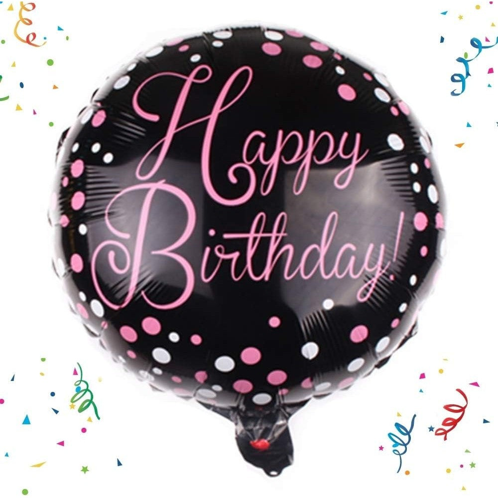 Balon Aniversar Happy Birthday, Figurina din Folie Metalizata, Set cu Pai de Umflare Inclus, Aer sau Heliu, 45 cm, Multicolor