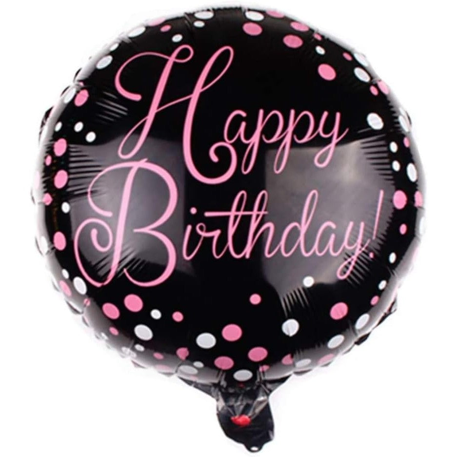Balon Aniversar Happy Birthday, Figurina din Folie Metalizata, Set cu Pai de Umflare Inclus, Aer sau Heliu, 45 cm, Multicolor