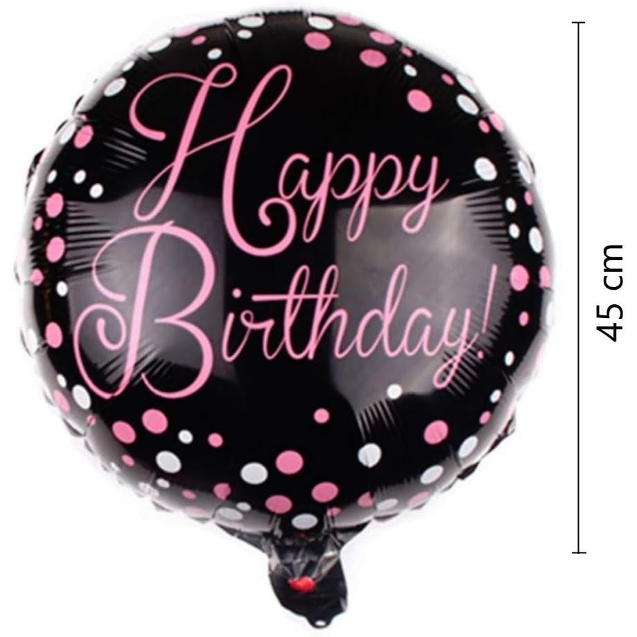 Balon Aniversar Happy Birthday, Figurina din Folie Metalizata, Set cu Pai de Umflare Inclus, Aer sau Heliu, 45 cm, Multicolor