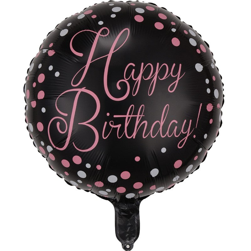 Balon Aniversar Happy Birthday, Figurina din Folie Metalizata, Set cu Pai de Umflare Inclus, Aer sau Heliu, 45 cm, Multicolor