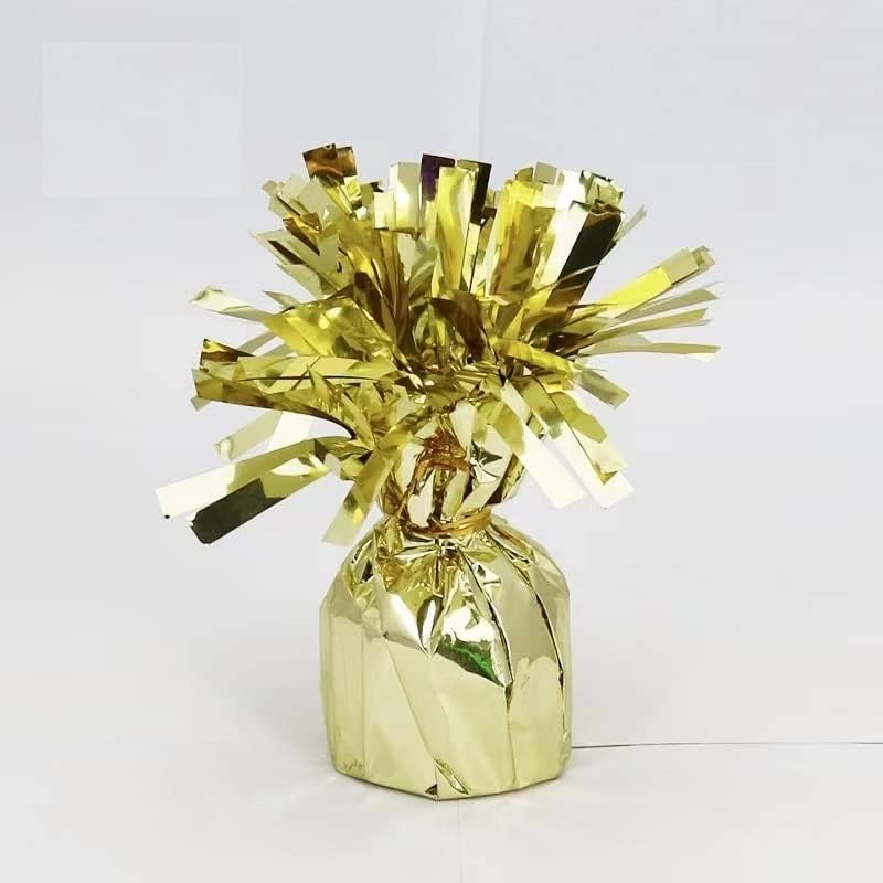 Greutate Pentru Baloane Cu Heliu, Decorativa Cu Franjuri Din Folie PET, Cu Inel De Prindere, 170 g, 13 x 5 x 3 cm, Auriu