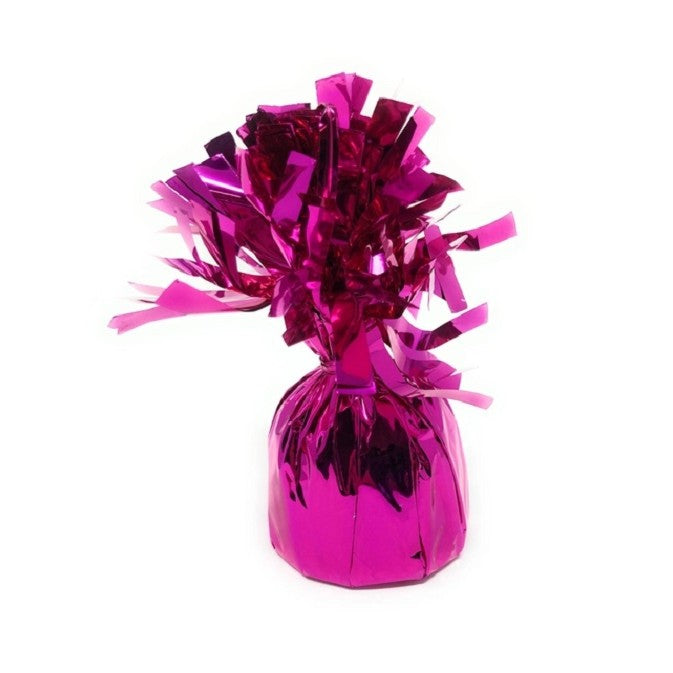 Greutate pentru Baloane cu Heliu, Accesoriu Decorativ cu Franjuri, Folie PET Lucioasa, Inel de Prindere, 170g, 13 x 5 x 3 cm, Roz