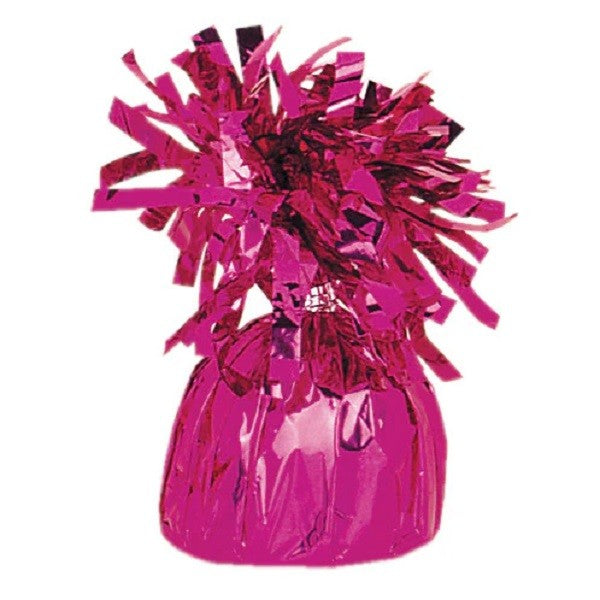 Greutate pentru Baloane cu Heliu, Accesoriu Decorativ cu Franjuri, Folie PET Lucioasa, Inel de Prindere, 170g, 13 x 5 x 3 cm, Roz