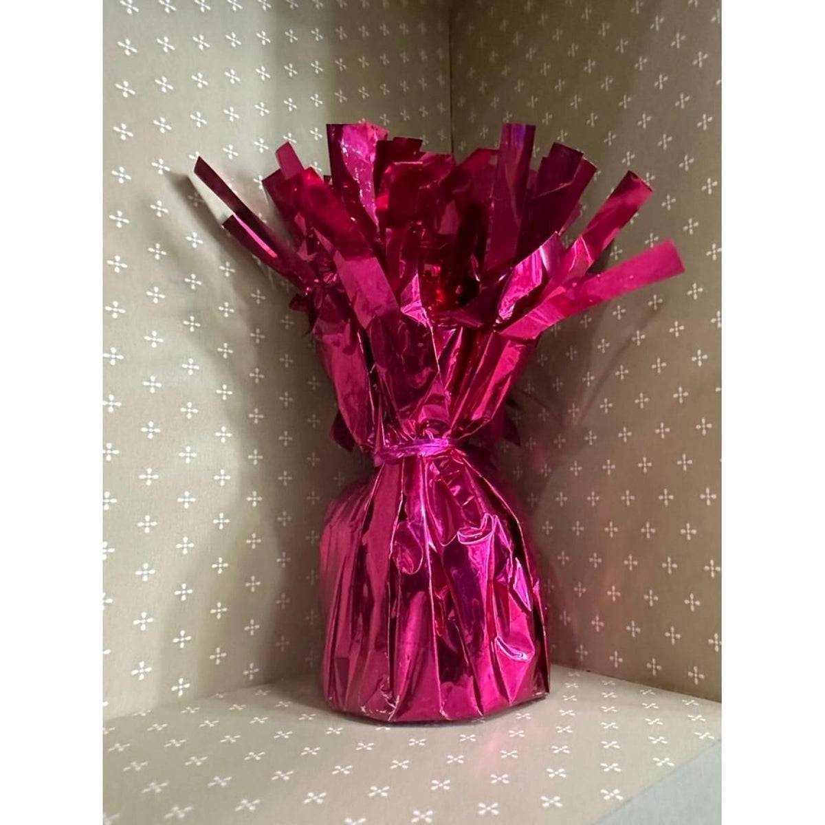 Greutate pentru Baloane cu Heliu, Accesoriu Decorativ cu Franjuri, Folie PET Lucioasa, Inel de Prindere, 170g, 13 x 5 x 3 cm, Roz