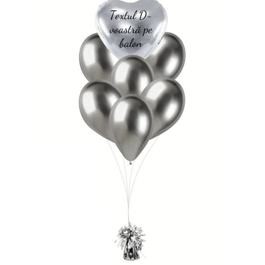 Greutate Pentru Baloane Cu Heliu, Accesoriu Decorativ Cu Franjuri, Folie PET Lucioasa, Inel Prindere Transparent, Argintiu, 170g, 13 x 5 x 3 cm