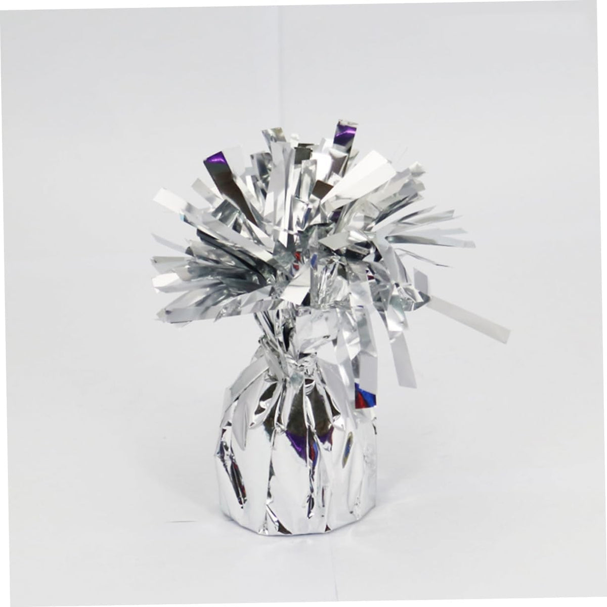 Greutate Pentru Baloane Cu Heliu, Accesoriu Decorativ Cu Franjuri, Folie PET Lucioasa, Inel Prindere Transparent, Argintiu, 170g, 13 x 5 x 3 cm
