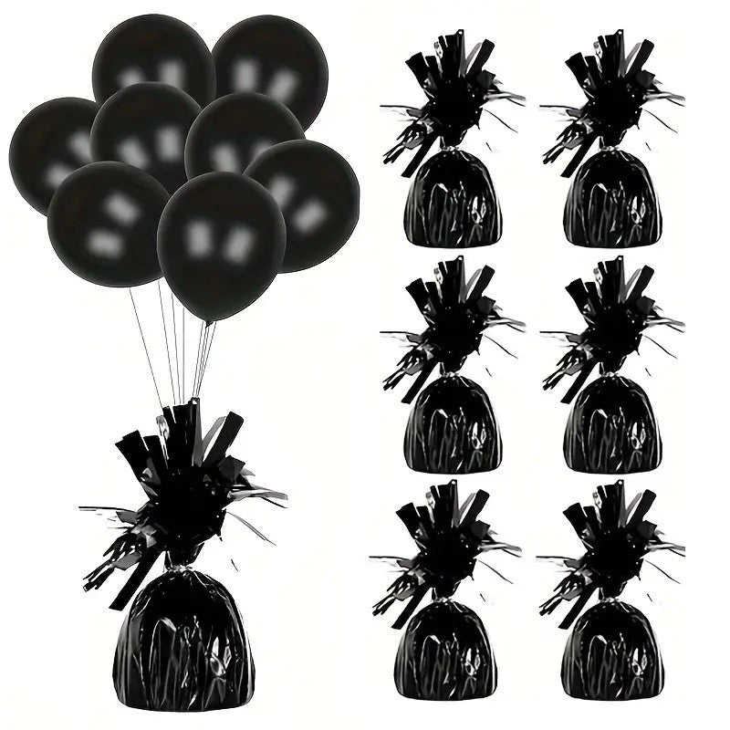 Greutate pentru Baloane cu Heliu, Decorativa cu Franjuri, Fixare Aranjamente Petrecere, Material PET, 170g, Negru