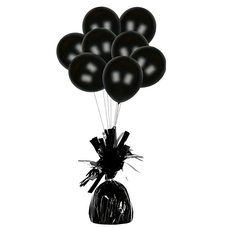Greutate pentru Baloane cu Heliu, Decorativa cu Franjuri, Fixare Aranjamente Petrecere, Material PET, 170g, Negru