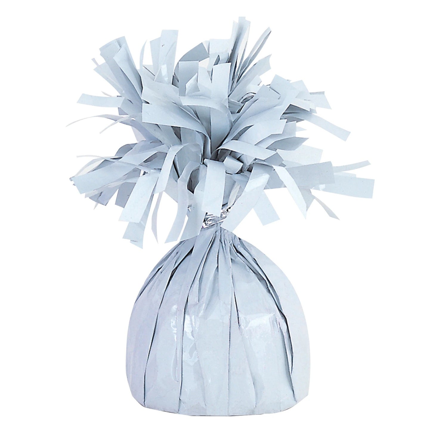 Greutate Baloane cu Heliu, Accesoriu Decorativ cu Franjuri din Folie PET, Inel de Prindere Inclus, 170 g, 13 x 5 x 3 cm, Alb