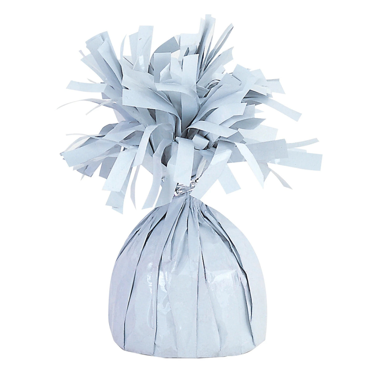 Greutate Baloane cu Heliu, Accesoriu Decorativ cu Franjuri din Folie PET, Inel de Prindere Inclus, 170 g, 13 x 5 x 3 cm, Alb