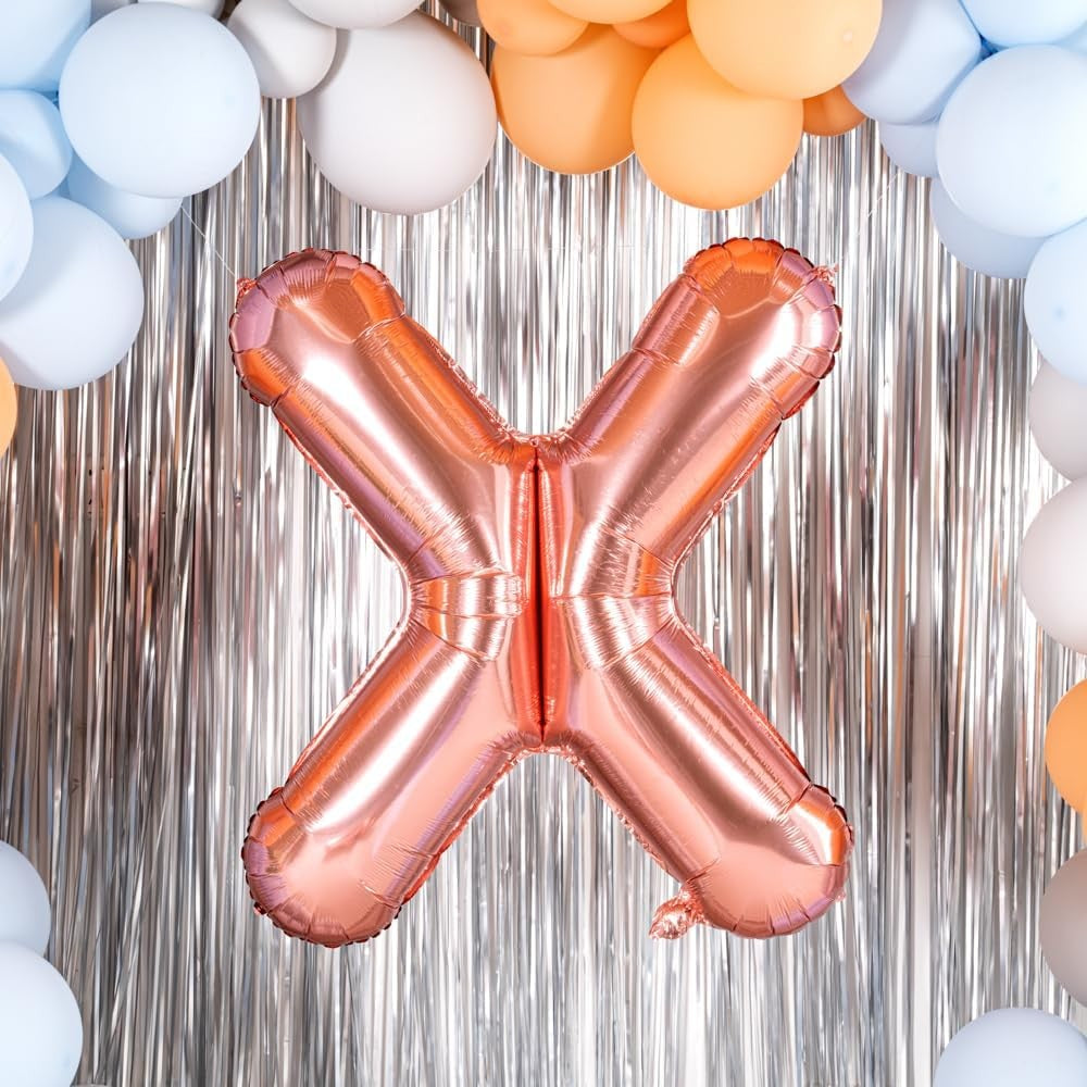 Balon Folie Metalizata Litera X, Diametru 40 cm, Umflare Heliu sau Aer, Aluminiu, Rose Gold
