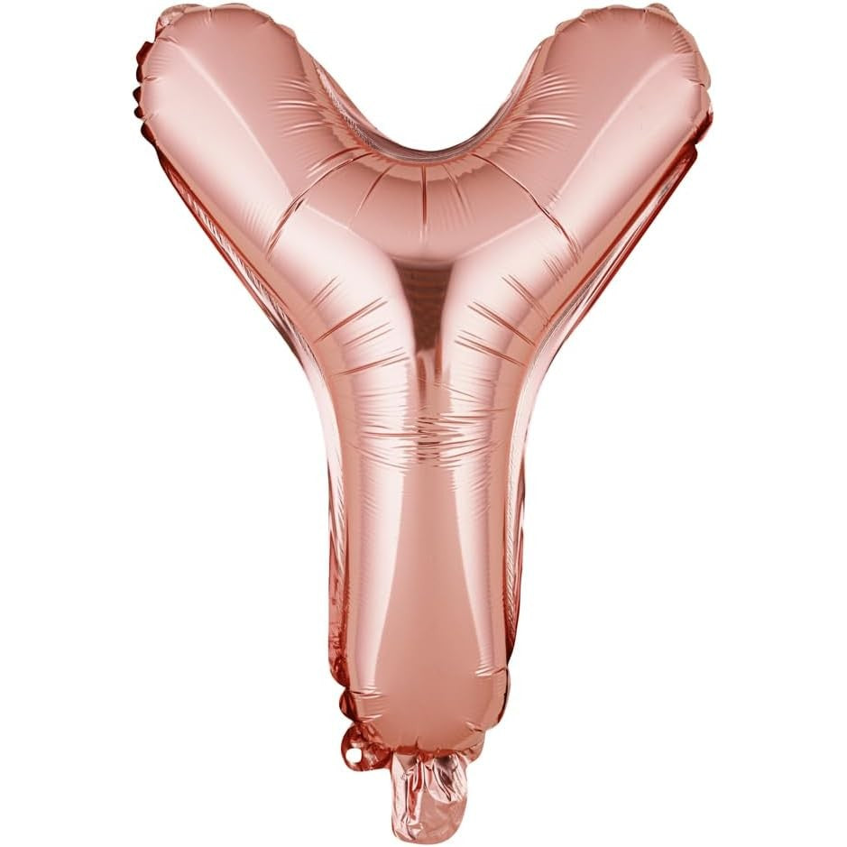 Balon Folie Metalizata Litera Y, Reutilizabil, Umflare cu Heliu sau Aer, Aluminiu, Inclus Pai Umflare, 40 cm, Rose Gold