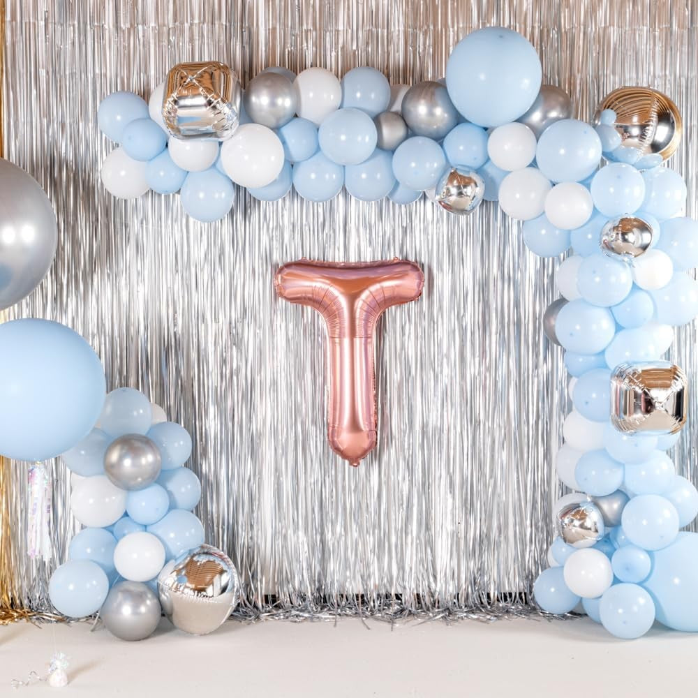 Balon Folie Metalizata Litera T, Umflare Heliu sau Aer, Include Pai pentru Umflare, Material Rezistent, 40 cm, Rose Gold