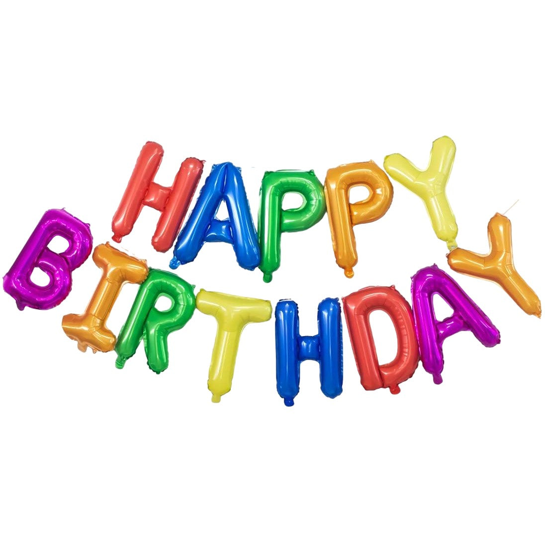 Set Baloane Party Happy Birthday, Litere din Folie Metalizata de 40 cm, Umflare Aer sau Heliu, Include Pai si Accesorii, Multicolor