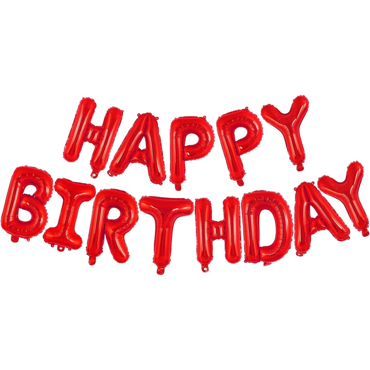 Set Baloane Happy Birthday, Litere de 40 cm, Folie Metalizata, Kit Accesorii Inclus cu Pai si Adeziv, Umflare Aer sau Heliu, Rosu