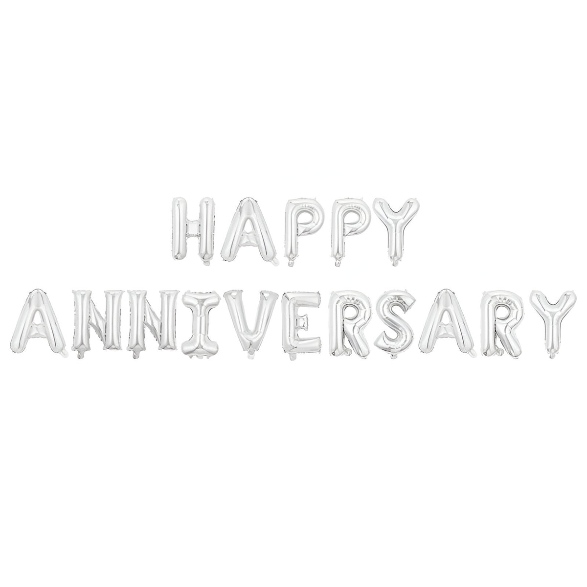 Set Baloane Aniversare Happy Anniversary, Litere din Folie Metalizată, Accesorii Petrecere, Umflare Aer sau Heliu, Argintiu, 40 cm