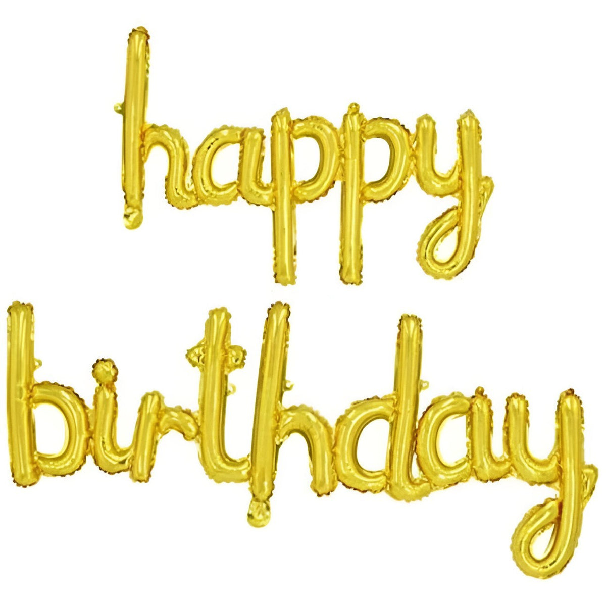 Set Baloane Aniversare Happy Birthday, Baloane Party din Folie de Aluminiu, Umflare Aer sau Heliu, Pai Inclus, 45x85 cm si 45x124 cm, Auriu