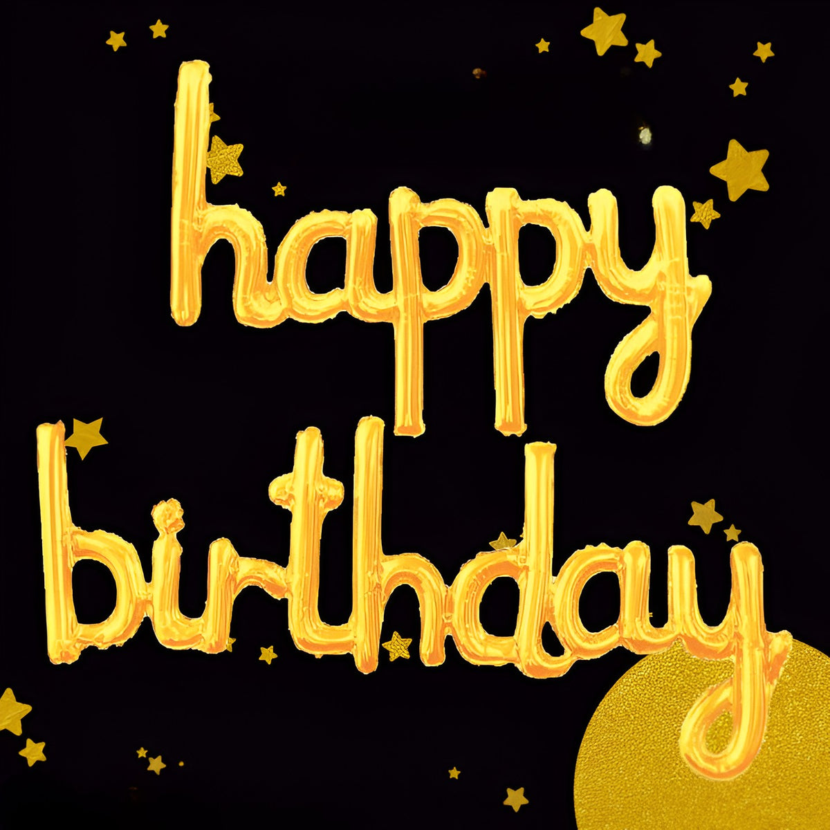Set Baloane Aniversare Happy Birthday, Baloane Party din Folie de Aluminiu, Umflare Aer sau Heliu, Pai Inclus, 45x85 cm si 45x124 cm, Auriu