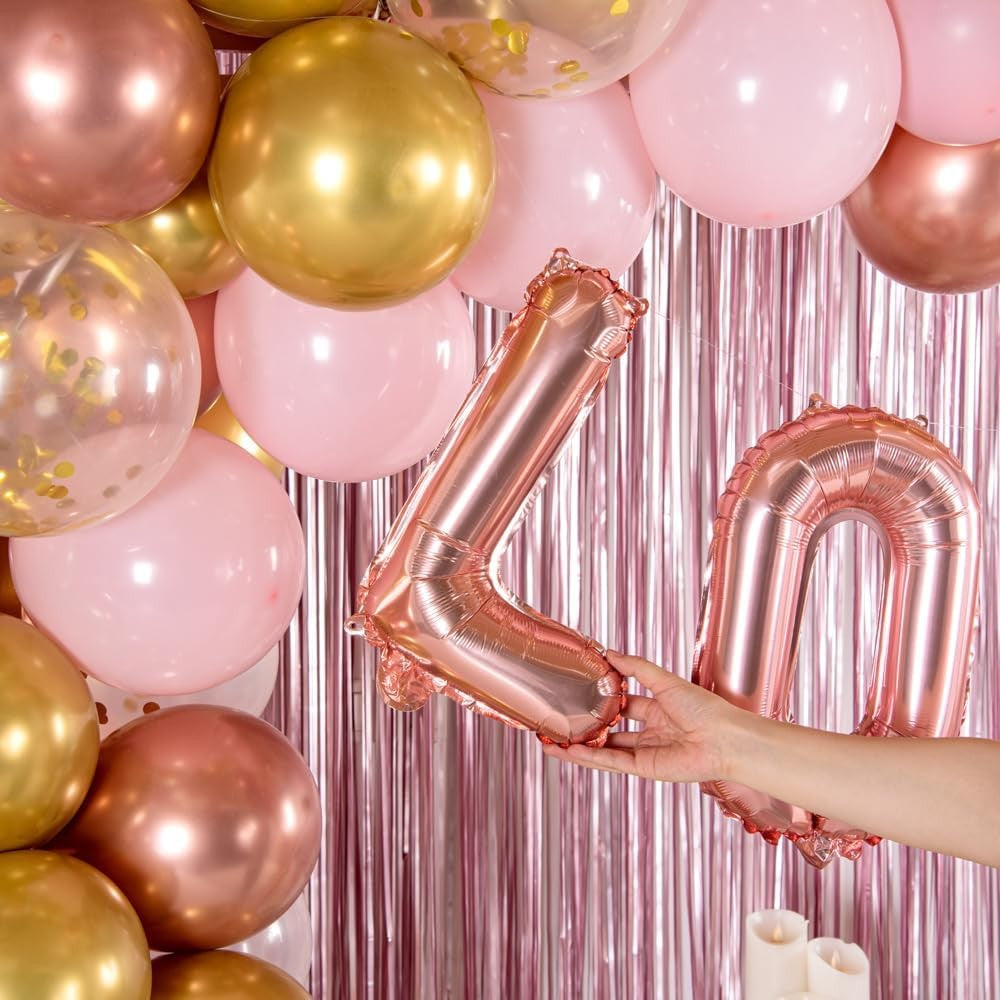 Balon Folie Metalizata Litera L, Model Aniversar Party, Umflare Aer sau Heliu, Aluminiu, Inclus Pai, 40 cm, Rose Gold