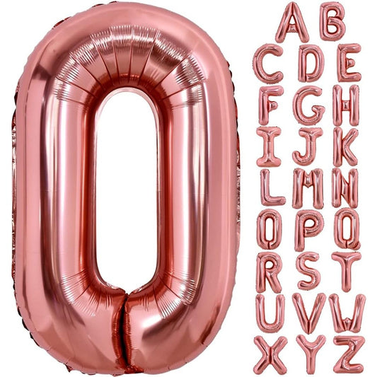 Balon Folie Metalizata Litera O, Decoratiune Petrecere Aniversara, Umflare Heliu sau Aer, Aluminiu, Inaltime 40 cm, Rose Gold