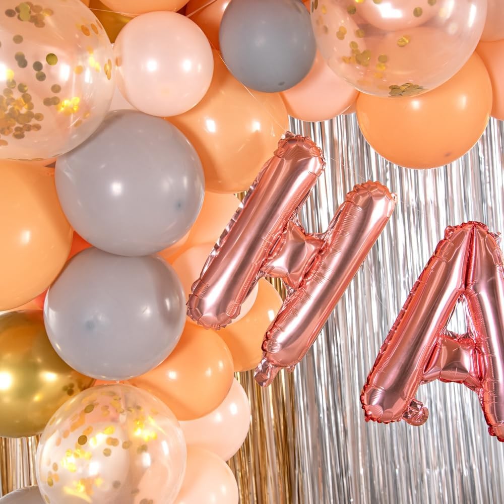 Balon Folie Metalizata Litera H, Diametru 40 cm, Umflare cu Heliu sau Aer, Include Pai, Rose Gold