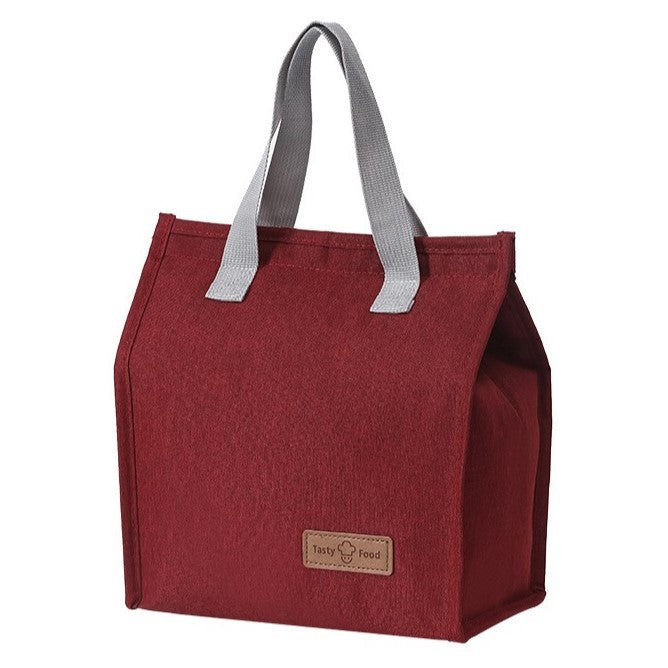Geanta Termoizolanta Tip Bento Bag, Camping Cooler Compact, Interior Aluminiu, Capacitate 3.3 L, 22.5x13x25.5 cm, Visiniu
