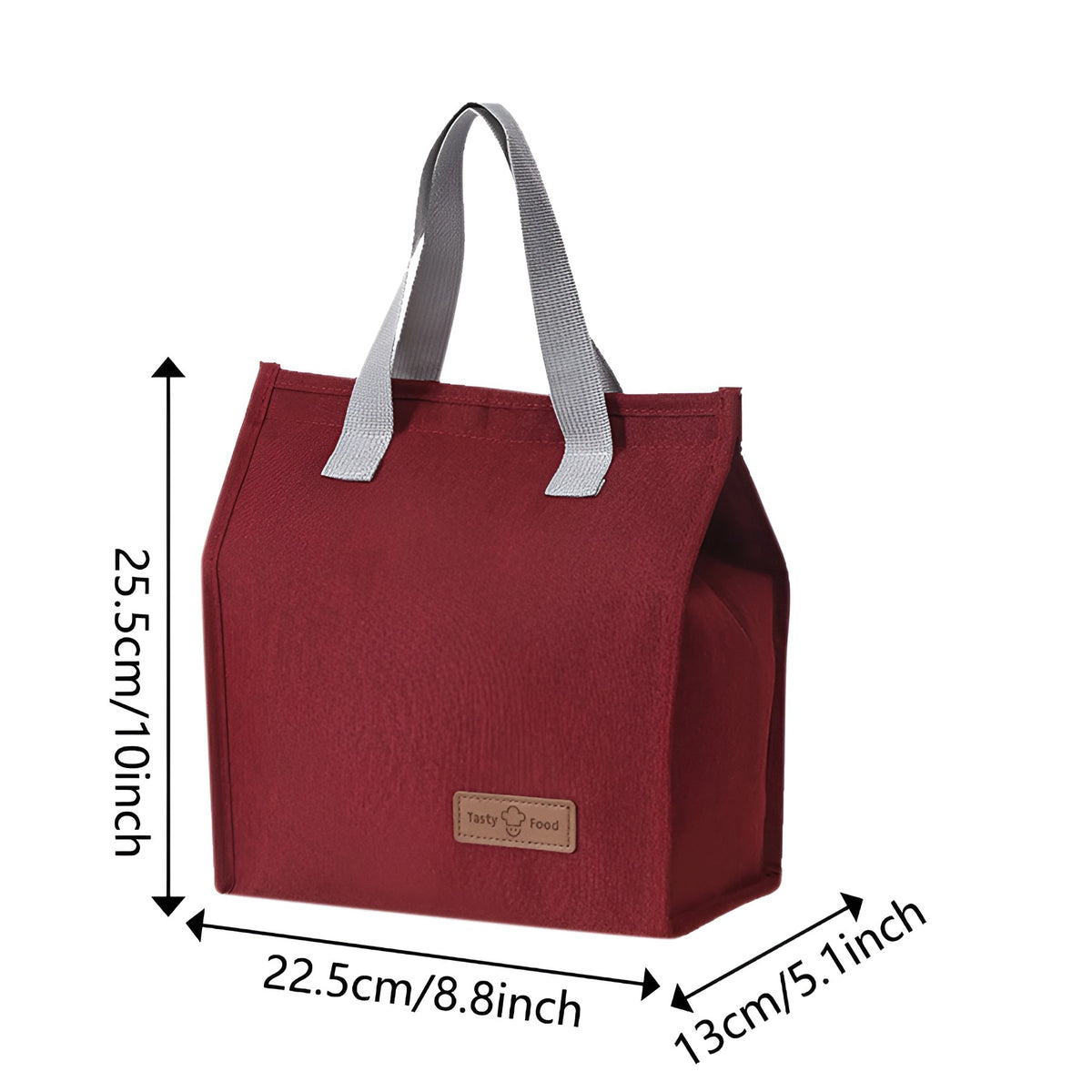 Geanta Termoizolanta Tip Bento Bag, Camping Cooler Compact, Interior Aluminiu, Capacitate 3.3 L, 22.5x13x25.5 cm, Visiniu