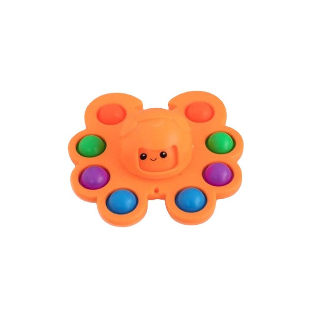Jucarie Pop It Antistres, Fidget Toy Senzoriala cu Spinner, Silicon, Model Crab, Portocaliu