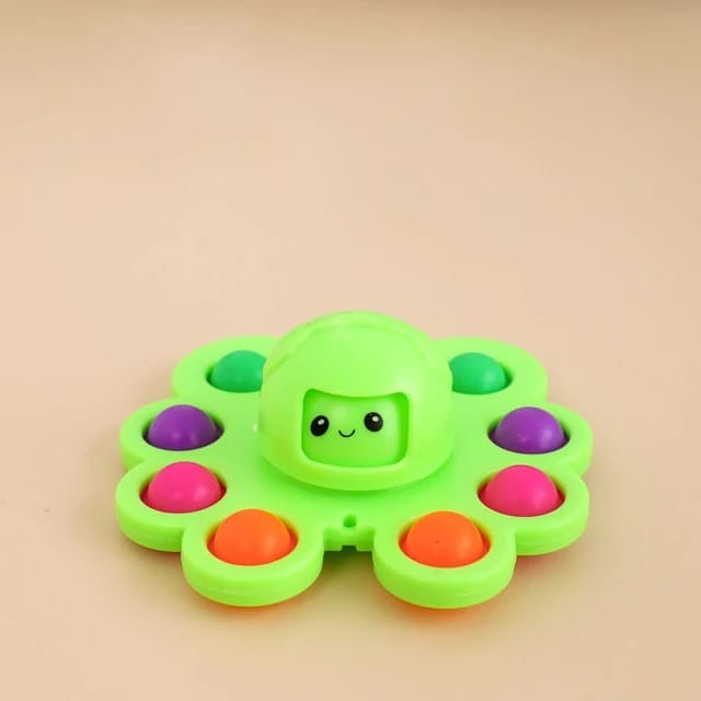 Jucarie Pop It Antistres, Fidget Toy Senzoriala cu Spinner, Silicon, Forma Crab, Verde