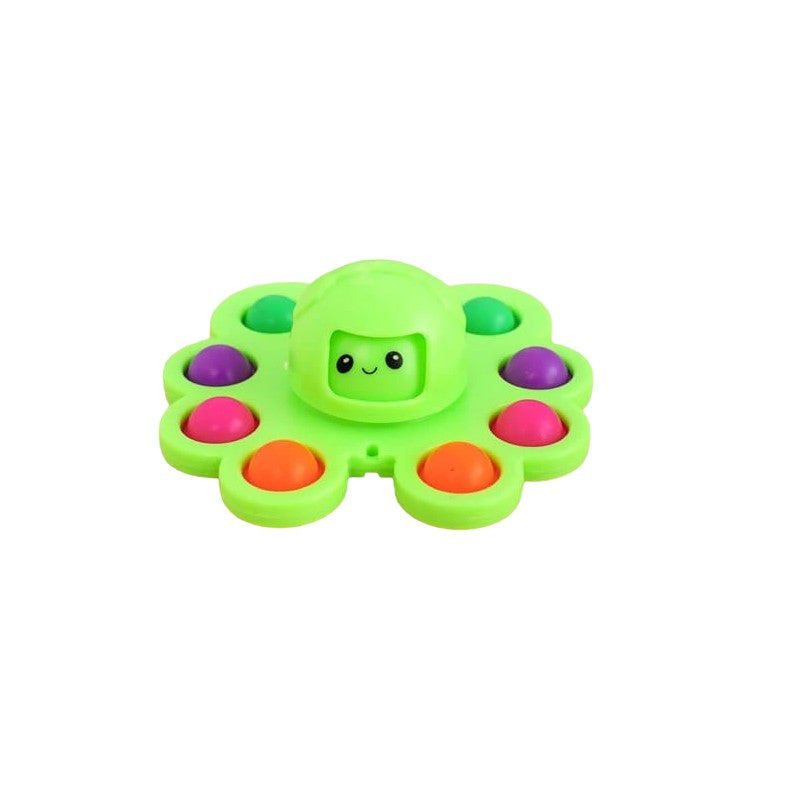 Jucarie Pop It Antistres, Fidget Toy Senzoriala cu Spinner, Silicon, Forma Crab, Verde