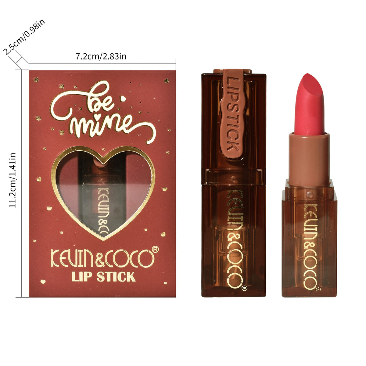 Kevin & Coco Ruj de Buze Mat, Textură Catifelată Rezistentă la Transfer, Formulă Cruelty-Free și Non-Toxică, Roz, 11.2 x 7.2 x 2.5 cm