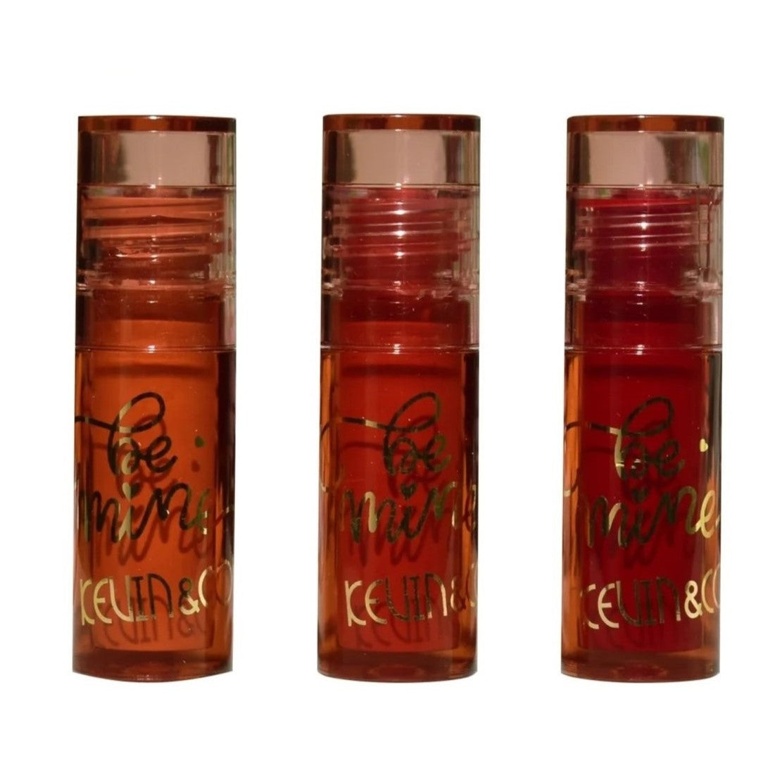 Kevin & Coco Set Rujuri de Buze Lucioase Be Mine, Luciu de Buze Rezistent la Transfer, Efect Catifelat, Formula Non-Toxică, 3 Culori, Roz-Rosu, Varianta B