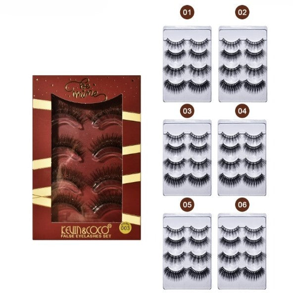 Kevin & Coco Set 4 Perechi Gene False Individuale, Efect Volum si Alungire, Fibre Sintetice Premium, Curbura Naturala, Marimea 1, Negru