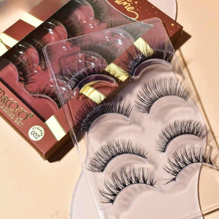Set 4 Perechi Gene False Kevin & Coco, Gene Individuale cu Banda Flexibila de Bumbac, Curbura Naturala, Fibre Sintetice Premium Vegan, Negru, Marimea 2