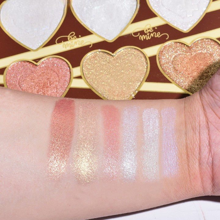 Kevin & Coco Paleta Iluminatoare Be Mine, 6 Nuante Calde Coapte, Pudra Iluminatoare pentru Fata si Corp, Varianta A, Nude, 140 g