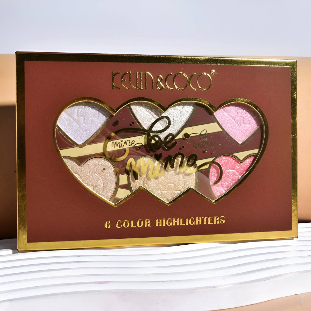 Paleta Iluminatoare Be Mine, Set 6 Nuante Calde Coapte pentru Fata si Corp, Textura Pudra Compacta, Utilizare Umeda sau Uscata, Varianta B, Rose, 140 g