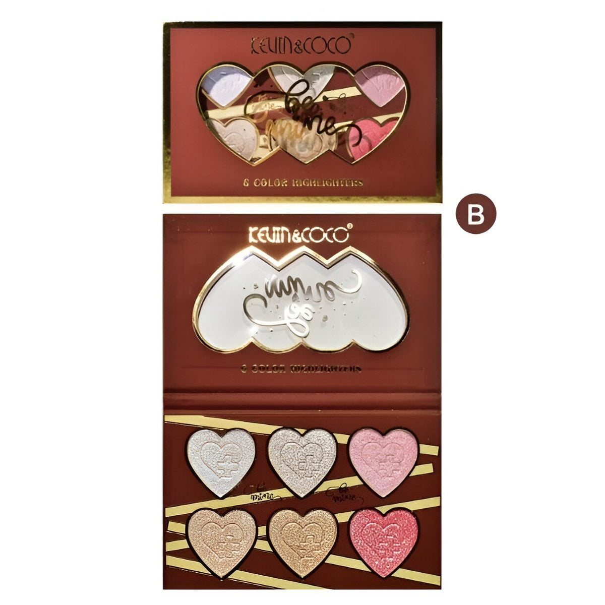 Paleta Iluminatoare Be Mine, Set 6 Nuante Calde Coapte pentru Fata si Corp, Textura Pudra Compacta, Utilizare Umeda sau Uscata, Varianta B, Rose, 140 g