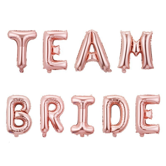 Set Baloane Litere Team Bride, Baloane Party din Folie Metalizata, Umflare Aer sau Heliu, Litere 40 cm, Roz