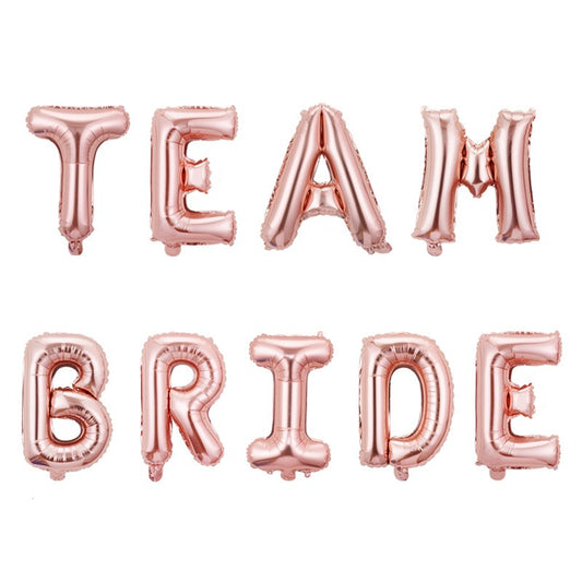 Set Baloane Litere Team Bride, Baloane Party din Folie Metalizata, Umflare Aer sau Heliu, Litere 40 cm, Roz