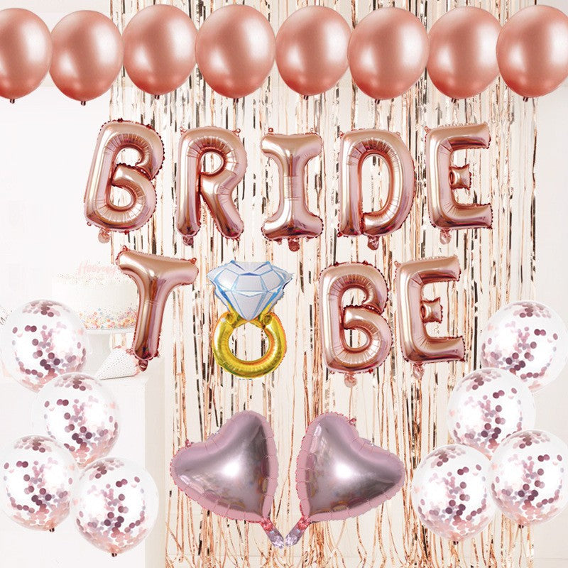 Set Baloane Bride To Be, Litere 40 cm din Folie Metalizată, Decor Petrecere Burlăcițe, Umflare Aer sau Heliu, Roz, Set Complet cu Pai Inclus