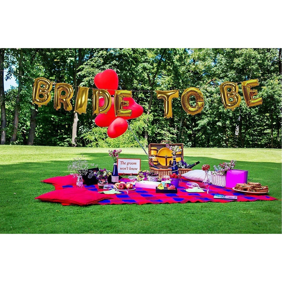 Set Baloane Litere Bride to Be, Decoratiuni Petrecere Burlacite, Folie Aluminiu Metalizata, Umflare Aer sau Heliu, Include Pai, 40 cm, Auriu