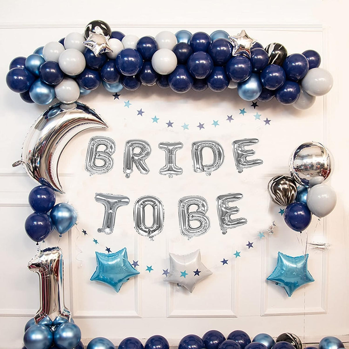 Set Baloane Bride To Be, Litere Party Din Folie Metalizata, Umflare Cu Aer Sau Heliu, Pai Inclus, Aluminiu, Inaltime 40 cm, Argintiu