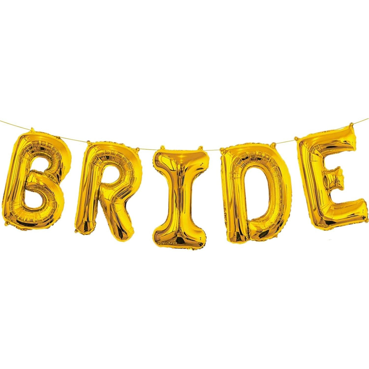 Set Baloane Litere Bride, Folie Metalizata Party, Umflare Aer sau Heliu, Include Pai, Inaltime 40 cm, Auriu