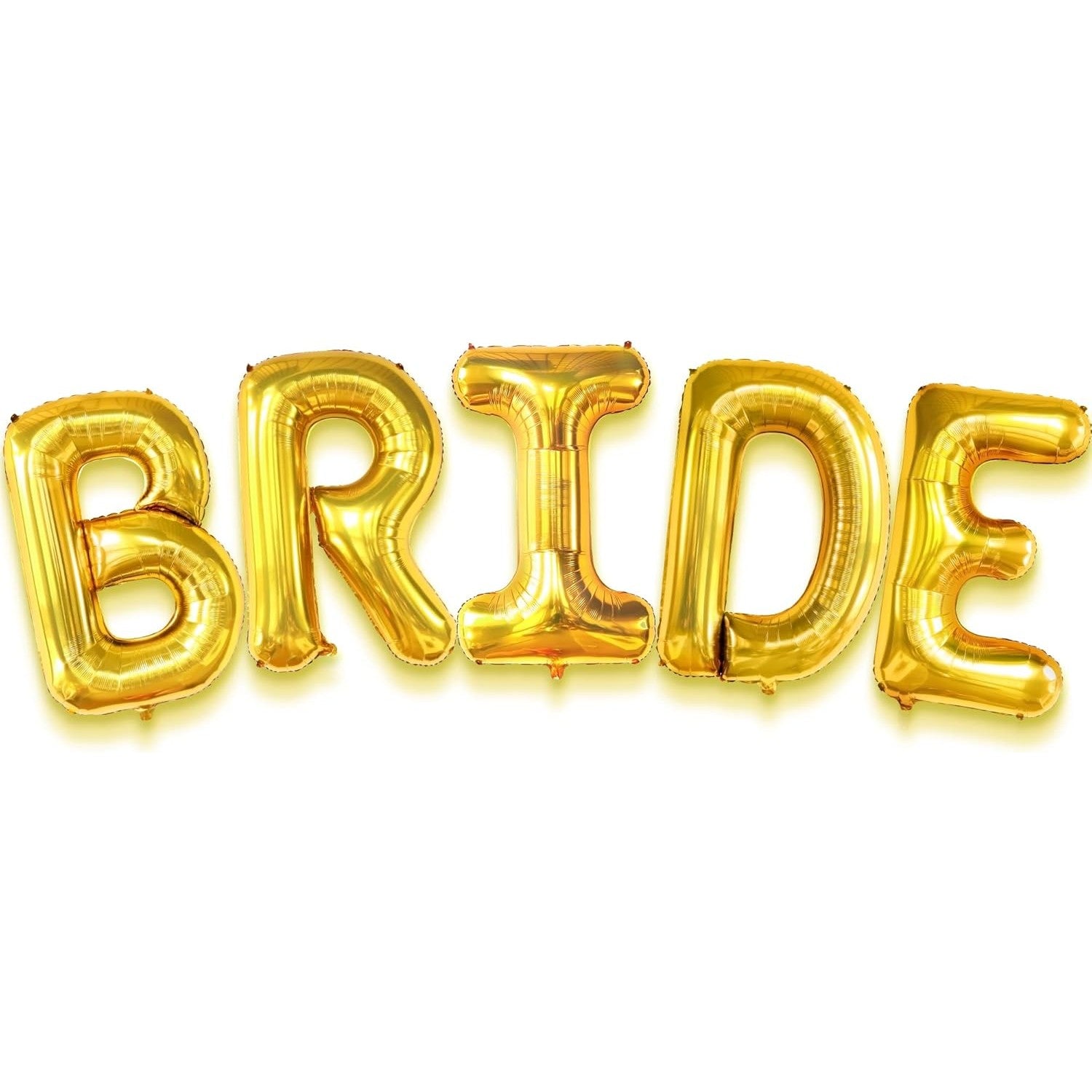 Set Baloane Bride din Folie Metalizata, Litere Inaltime 100 cm, Umflare Aer sau Heliu, Decor Petrecere Burlacite si Nunta, Pai Inclus, Auriu