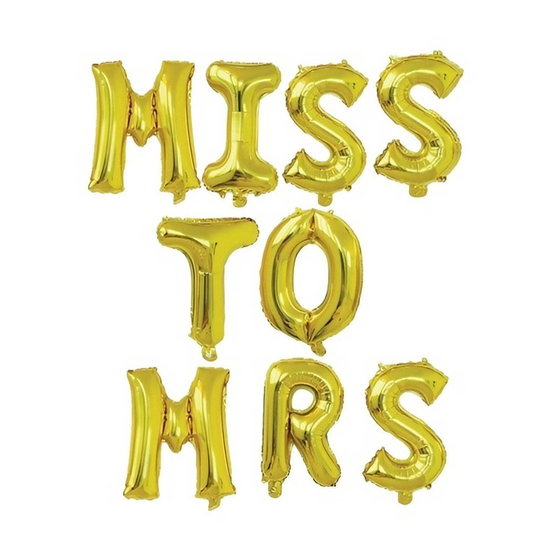 Set Baloane Miss to Mrs, Litere Folie Metalizata Aluminiu, Decoratiuni Petrecere Burlacite, 40 cm, Umflare Aer sau Heliu, Pai Inclus, Auriu