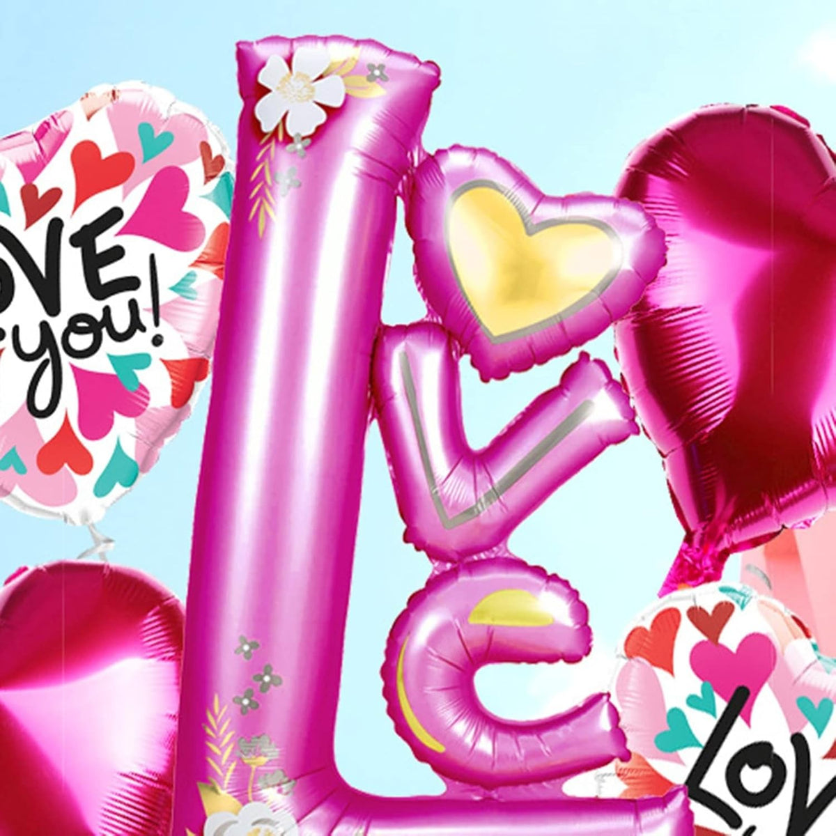 Balon din Folie Metalizata, Model LOVE, Decoratiuni Petrecere Tematica Iubire, Umflare Aer sau Heliu, Aluminiu, 110x64 cm, Mov
